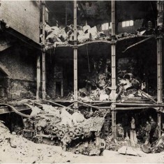 Damage to the printing presses at Odham's Press, Long Acre, as a result of an aeroplane night raid on 28th January 1918. | City of Westminster Archive Centre