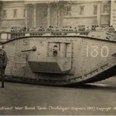 National War Bond Tank on display Trafalgar Square, 1917. | City of Westminster Archive Centre