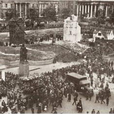War Bonds mock French village in Trafalgar Square in October 1918. | City of Westminster Archive Centre