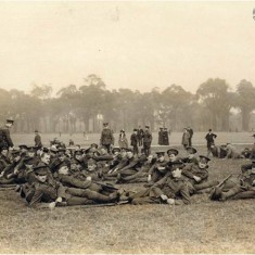 Members of G Company of the 28th City of London Artist Rifles at ease in Regent’s Park after a route march, 1914. | City of Westminster Archive Centre